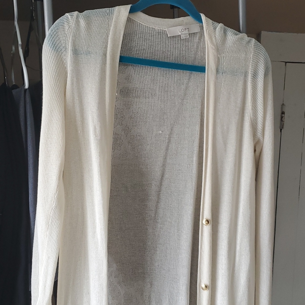 Loft long white cardigan